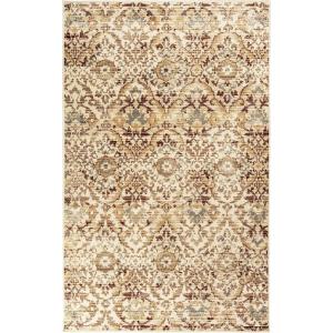 Superior Folk Diamond Rustic Eclectic Bohemian Power-Loomed Indoor Area Rug, 3′ x 5′, Red(Ivory Red)