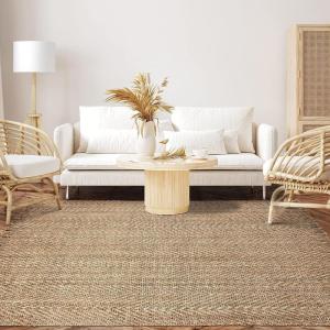 Superior Fringed Bohemian Jute Area Rug, 6′ x 9′, Natural(8″ x 4’3″ (Rectangular))