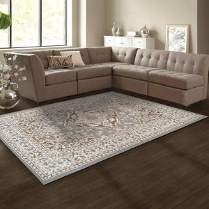 Superior Hailsham Collection Area Rug for Living Room Bedroom Office Kitchen Dining Washable Rugs Foam Backing Glendale Collection, 4′ x 6′, Grey