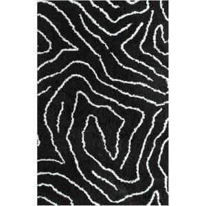 Superior Hand Woven and Soft Shag Rug Carelton Collection, White/Grey, 5 feet by 8 feet (5′ x 8′)(Black & Silver)