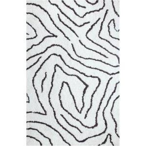 Superior Hand Woven and Soft Shag Rug Carelton Collection, White/Grey, 5 feet by 8 feet (5′ x 8′)(White & Grey)