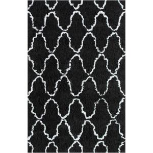 Superior Hand Woven and Soft Shag Rug Trellis Collection, Ivory/Chocolate 5 feet by 8 feet (5′ x 8′)(Black & Silver)