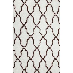 Superior Hand Woven and Soft Shag Rug Trellis Collection, Ivory/Chocolate 5 feet by 8 feet (5′ x 8′)(Ivory & Chocolate)