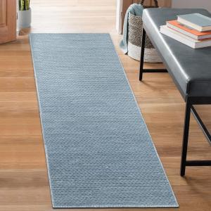 Superior Hand-Braided Wool Indoor Large Area Rug, Rustic Style, Home Floor Decor for Living Room, Kitchen, Dining, Bedroom, Dorm, Office, Nursery, Cotton Backing, Aero Collection, Light Blue, 8′ x 10′(Light Blue)