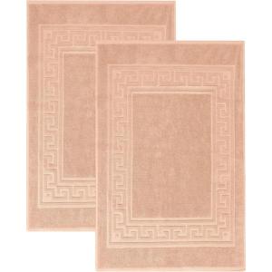 Superior Heavyweight Cotton Bath Mats, Bath Rugs For Bathroom Accessories, Washable Rug For Shower, Bath, Toilet, Modern Decor, No Backing, Luxury Hotel And Spa Quality, Set of 2, 22″ x 35″, Taupe(Peach)