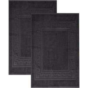 Superior Heavyweight Cotton Bath Mats, Bath Rugs For Bathroom Accessories, Washable Rug For Shower, Bath, Toilet, Modern Decor, No Backing, Luxury Hotel And Spa Quality, Set of 2, 22″ x 35″, Taupe(Black)