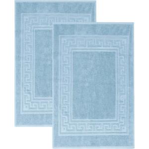 Superior Heavyweight Cotton Bath Mats, Bath Rugs For Bathroom Accessories, Washable Rug For Shower, Bath, Toilet, Modern Decor, No Backing, Luxury Hotel And Spa Quality, Set of 2, 22″ x 35″, Taupe(Light Blue)