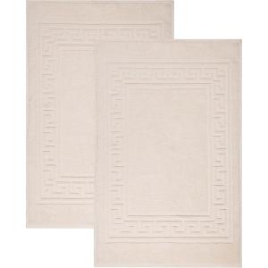 Superior Heavyweight Cotton Bath Mats, Bath Rugs For Bathroom Accessories, Washable Rug For Shower, Bath, Toilet, Modern Decor, No Backing, Luxury Hotel And Spa Quality, Set of 2, 22″ x 35″, Taupe(Ivory)