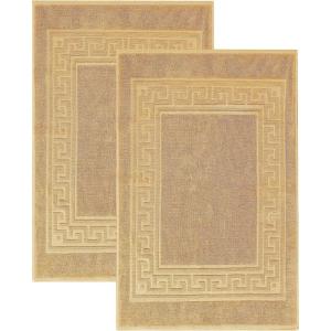 Superior Heavyweight Cotton Bath Mats, Bath Rugs For Bathroom Accessories, Washable Rug For Shower, Bath, Toilet, Modern Decor, No Backing, Luxury Hotel And Spa Quality, Set of 2, 22″ x 35″, Taupe(Gold)