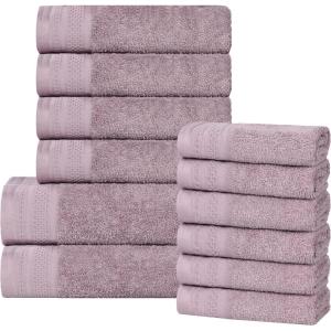 Superior Honeycomb 100% Cotton 500 GSM 12 Piece Bath Towel Set, 6 Washcloths, 4 Hand, 2 Bath Towels, Ideal for Bathroom, Kitchen or Beach, Quick Dry, Jacquard and Solid, Mid-Weight, Navy Peony(Sea Fog)