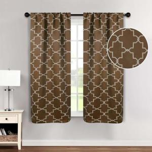 Superior Imperial Trellis Quality Soft, Insulated, Thermal, Woven Blackout Grommet Printed Curtain Panel Pair (Set Of 2) 52″ x 108″ – Navy Blue(Cappuccino)
