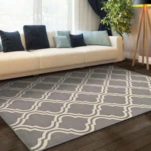 Superior Indoor Area, Jute Backing Rugs, Modern Floor Decor for Entryway Hallway, Kitchen, Office, Bedroom, Living, Dining Room, Nursery, Elegant Double Trellis, 5ft, Grey(5′ x 8′ (Rectangular))