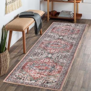 Superior Indoor Area Rug, Aesthetic Home Decor, Floor Rugs for Living Room, Office, Kitchen, Entryway, Dining, Southwestern Geometric, Ren Collection, Blue Orange, 5′ x 7′ 6″, Blue Orange(Brown)