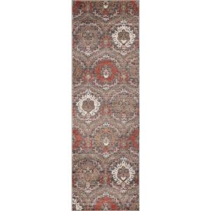 Superior Indoor Area Rug, Jute Backed, Modern Oriental Floral Damask Floor Decor for Office, Living Room, Bedroom, Entryway, Dining/Kitchen, Hardwood, Tile, Augusta Collection, 8′ x 10′, Blue Beige(Grey Brown)