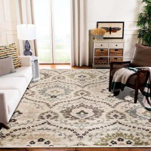 Superior Indoor Area Rug, Jute Backed, Modern Oriental Floral Damask Floor Decor for Office, Living Room, Bedroom, Entryway, Dining/Kitchen, Hardwood, Tile, Augusta Collection, 8′ x 10′, Blue Beige(Multi-colored – Z)