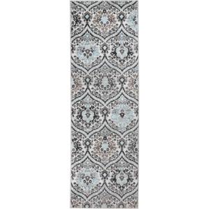 Superior Indoor Area Rug, Jute Backed, Modern Oriental Floral Damask Floor Decor for Office, Living Room, Bedroom, Entryway, Dining/Kitchen, Hardwood, Tile, Augusta Collection, 8′ x 10′, Blue Beige(Turquoise – Z)