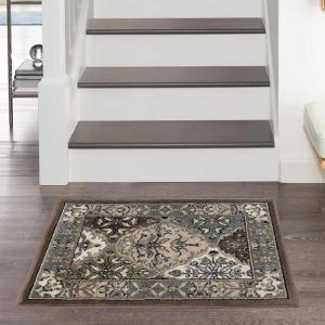 Superior Indoor Area Rug, Jute Backed, Modern Rugs for Entryway, Hallway, Kitchen, Office, Bedroom, Living/Dining Room, Nursery, Artistic Neutral Damask, Paloma Collection, 6′ x 9′, Chocolate(Chocolate)