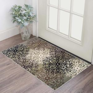 Superior Indoor Area Rug, Jute Backed, Perfect for Entryway, Office, Living/Dining Room, Bedroom, Kitchen, Hardwood Floor, Floral Scroll Decor, Leigh Collection, 8′ x 10′, Multi-Colored(Blue)