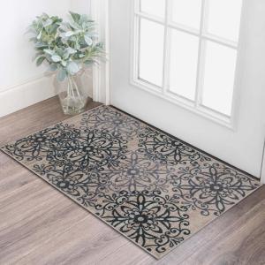 Superior Indoor Area Rug, Jute Backed, Perfect for Entryway, Office, Living/Dining Room, Bedroom, Kitchen, Hardwood Floor, Floral Scroll Decor, Leigh Collection, 8′ x 10′, Multi-Colored(Oatmeal)