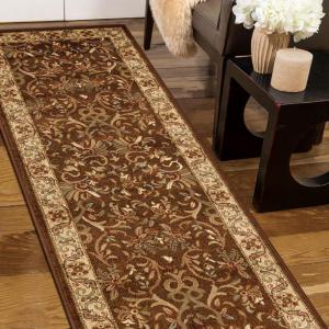 Superior Indoor Area Rug, Jute Backed Rugs for Bedroom, Living/Dining Room, Office, Kitchen, Traditional Floral Scroll Floor Decor, Heritage Collection, Ivory, 9′ x 12′(Mocha)