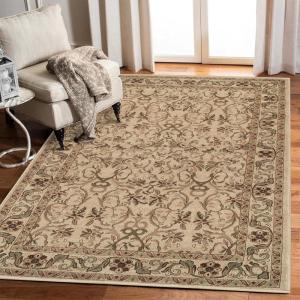 Superior Indoor Area Rug, Jute Backed Rugs for Bedroom, Living/Dining Room, Office, Kitchen, Traditional Floral Scroll Floor Decor, Heritage Collection, Ivory, 9′ x 12′(Ivory – Z)