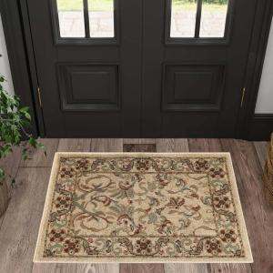 Superior Indoor Area Rug, Jute Backed Rugs for Bedroom, Living/Dining Room, Office, Kitchen, Traditional Floral Scroll Floor Decor, Heritage Collection, Ivory, 9′ x 12′(Ivory)