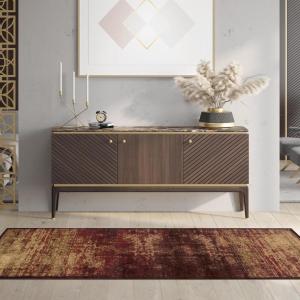 Superior Indoor Area Rug, Jute Backing, Abstract Rugs for Entryway, Kitchen Floors, Office Floor Cover, Modern Rugs, Afton Acid Wash Collection, 5′ x 5′, Auburn(Auburn)