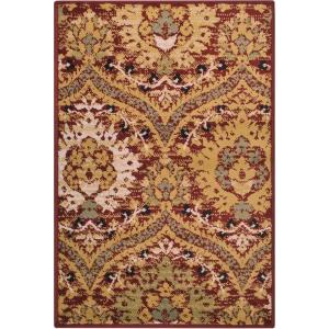 Superior Indoor Area Rug, Jute Backing, Modern Aesthetic, Vintage Floral Oriental Rugs, Home Decor for Entry, Dining, Kitchen, Augusta Collection, 8′ x 8′, Beige/Brown(Red)