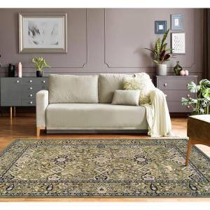Superior Indoor Area Rug, Jute Backing, Modern Plush Rugs for Entryway, Kitchen Floors, Hallway, Office Floor Cover, Classic Floral Rugs, Radcliffe Collection, 4′ x 6′, Green(Green)