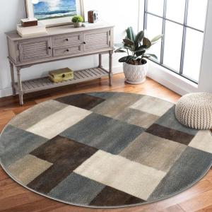 Superior Indoor Area Rug, Jute Backing, Modern Plush Rugs for Entryway, Kitchen Floors, Office Floor Cover, Color Block Rugs, Clifton Collection, 4′ x 6′, Beige/Blue(Grey – Z)