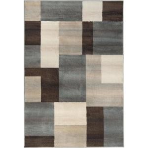Superior Indoor Area Rug, Jute Backing, Modern Plush Rugs for Entryway, Kitchen Floors, Office Floor Cover, Color Block Rugs, Clifton Collection, 4′ x 6′, Beige/Blue(Grey)