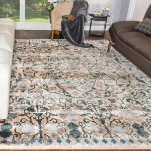 Superior Indoor Area Rug, Jute Backing, Modern Plush Rugs for Entryway, Living Room, Kitchen Floors, Bedroom, Hallway, Office Floor Cover, Abstract Rugs, Cobblestone Collection,4′ x 6′, Brown Beige(Nightful Blue – Z)