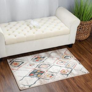 Superior Indoor Area Rug, Jute Backing, Modern Plush Rugs for Entryway, Living Room, Kitchen Floors, Bedroom, Hallway, Office Floor Cover, Abstract Rugs, Cobblestone Collection,4′ x 6′, Brown Beige(2′ X 3′)