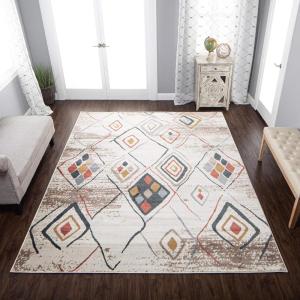 Superior Indoor Area Rug, Jute Backing, Modern Plush Rugs for Entryway, Living Room, Kitchen Floors, Bedroom, Hallway, Office Floor Cover, Abstract Rugs, Cobblestone Collection,4′ x 6′, Brown Beige(5′ X 8′ – Z)