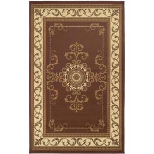 Superior Indoor Area Rug, Jute Backing, Patchwork Floral Rugs for Entryway, Living Room, Kitchen Floors, Plush Floor Cover, Color Block Damask Rug, Kennicot Collection, 4′ x 6′, Beige Red(Brown Ivory)