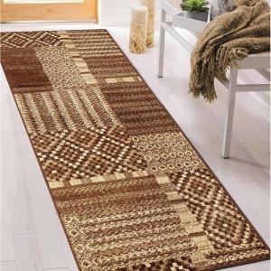 Superior Indoor Area Rug, Jute Backing, Patchwork Floral Rugs for Entryway, Living Room, Kitchen Floors, Plush Floor Cover, Color Block Damask Rug, Kennicot Collection, 4′ x 6′, Beige Red(Brown)