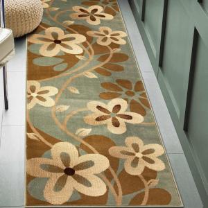Superior Indoor Area Rug, Jute Backing, Plush Modern Farmhouse Rug for Entryway, Living Room, Kitchen Floors, Bedroom, Soft Floral Scroll Rugs, Rinceau Collection, 5′ x 8′, Brown Ivory(Rosette – Slate)