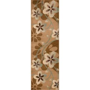 Superior Indoor Area Rug, Jute Backing, Plush Modern Farmhouse Rug for Entryway, Living Room, Kitchen Floors, Bedroom, Soft Floral Scroll Rugs, Rinceau Collection, 5′ x 8′, Brown Ivory(Rosette – Taupe)