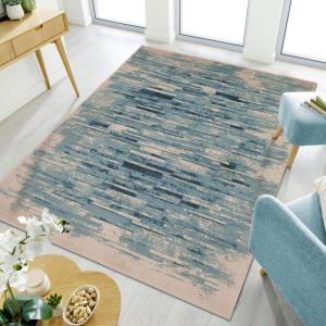 Superior Indoor Area Rug, Jute Backing, Soft Modern Rugs for Entryway, Kitchen Floors, Office Floor Cover, Floral Medallion Rugs, Rangoli Collection, 7′ x 9′, Maroon(Blue Beige)