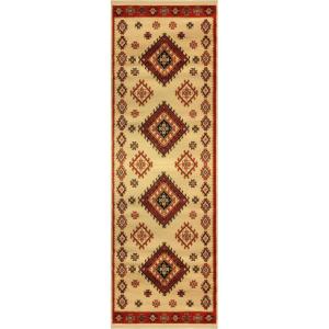 Superior Indoor Area Rug, Jute Backing, Traditional Medallion Rugs for Entry, Kitchen Floors, Plush Floor Cover, Floral Scroll Border Rug, Kensington Collection, 3′ x 5′, Brown(Ivory)