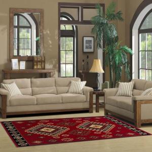 Superior Indoor Area Rug, Jute Backing, Traditional Medallion Rugs for Entry, Kitchen Floors, Plush Floor Cover, Floral Scroll Border Rug, Kensington Collection, 3′ x 5′, Brown(Red – Z)