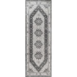 Superior Indoor Area Rug, Jute Backing, Traditional Medallion Rugs for Entry, Kitchen Floors, Plush Floor Cover, Floral Scroll Border Rug, Kensington Collection, 3′ x 5′, Brown(Layl – Beige Brown – Z)