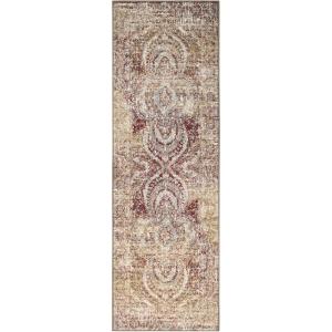 Superior Indoor Area Rug, Jute Backing for Kids or Pets, Entryway, Living Room, Kitchen, Dorm, Bedroom, Hallway, Plush Rugs, Vintage Abstract Medallion, Salford Collection, 9′ x 12′, Maroon(Maroon)