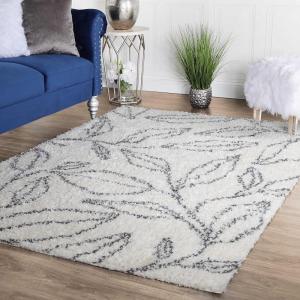 Superior Indoor Area Rug Perfect for Bedroom, Laundry Room, Entryway, Office, Playroom, Nursery, Fluffy Carpet Cover, Modern Geometric Diamond Lattice Shag Flor Collection, 2′ 7″ x 8′, Ivory Black(Flor Ivory Black)
