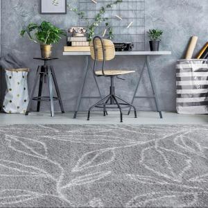 Superior Indoor Area Rug Perfect for Bedroom, Laundry Room, Entryway, Office, Playroom, Nursery, Fluffy Carpet Cover, Modern Geometric Diamond Lattice Shag Flor Collection, 2′ 7″ x 8′, Ivory Black(Flor Light Grey & Ivory)