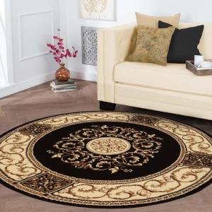 Superior Indoor Area Rug, Plush Carpet Cover, Traditional Oriental Medallion, Perfect for Hallway, Entryay, Living, Dining, Bedroom, Office, Kitchen, Medallion Collection, 10′ x 14′, Midnight Blue(Coffee – Z)