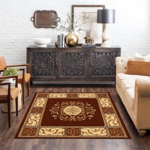 Superior Indoor Area Rug, Plush Carpet Cover, Traditional Oriental Medallion, Perfect for Hallway, Entryay, Living, Dining, Bedroom, Office, Kitchen, Medallion Collection, 10′ x 14′, Midnight Blue(Toffee – Z)