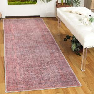 Superior Indoor Area Rug for Home Floor, Bedroom, Living/Dining Room, Office, Unique, Soft Cotton Backed, Oriental Vintage Medallion Decor, Roan Collection, 7′ 6″ x 9′ 6″, Garnet Red(Garnet Red)