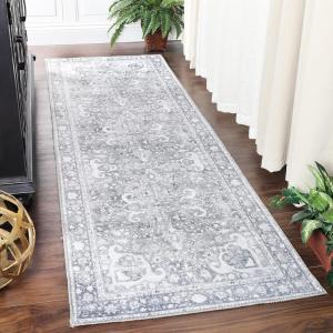 Superior Indoor Area Rug for Home Floor, Bedroom, Living/Dining Room, Office, Unique, Soft Cotton Backed, Oriental Vintage Medallion Decor, Roan Collection, 7′ 6″ x 9′ 6″, Garnet Red(Rigg – Charcoal)