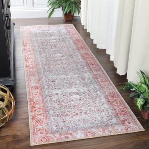 Superior Indoor Area Rug for Home Floor, Bedroom, Living/Dining Room, Office, Unique, Soft Cotton Backed, Oriental Vintage Medallion Decor, Roan Collection, 7′ 6″ x 9′ 6″, Garnet Red(Uma – Berry Red)